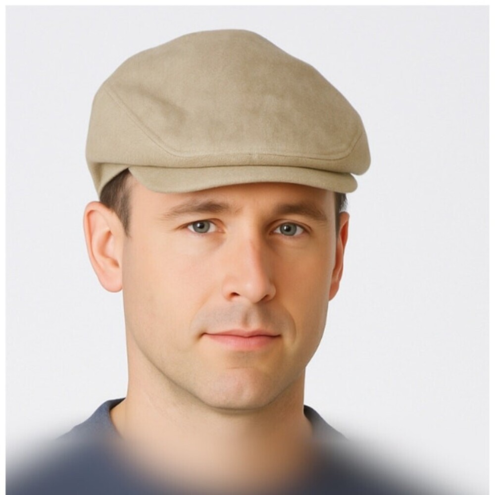 Dobb's 5th Ave New York Tan wool SZ 7 1/8 golf hat with button bill news boy
